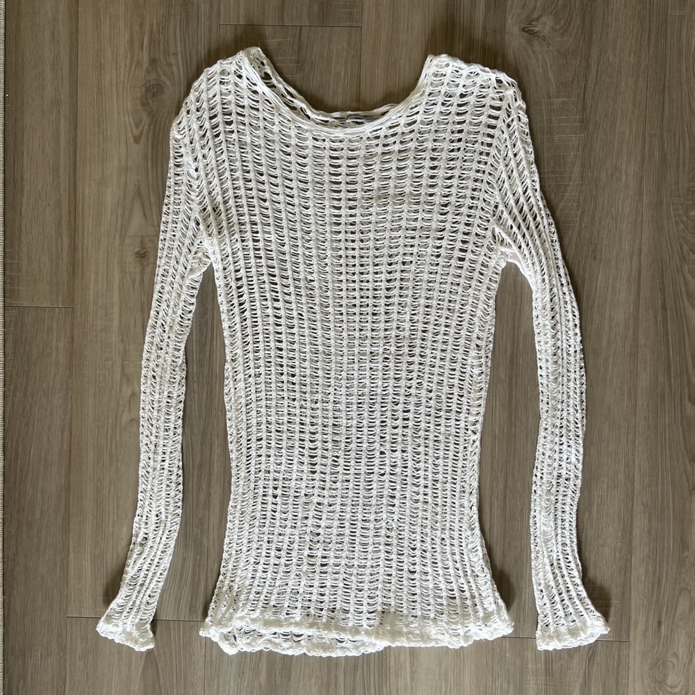 Zara TRF Swim Cover-Up  with Hallow out / Mesh for Women.  White - Size S, Small
